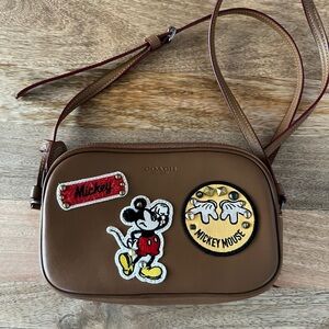 Disney X Coach Mickey Mouse Patches Brown Leather Crossbody Purse